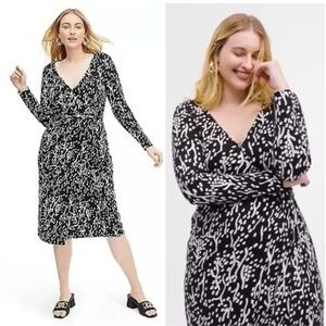 NWT DIANE VON FURSTENBERGxTARGET Long Sleeve Midi Sea Spots Black Wrap Dress
